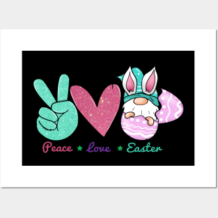 Peace Love Eaester Gnomes Happy Easter Bunny Women Posters and Art